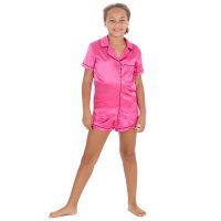 15C666: Girls Satin Shortie Pyjama- Pink (9-13 Years)